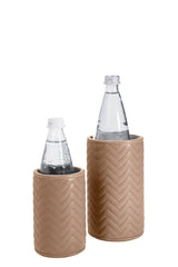 Noli Quilted Herringbone Leather-Covered Bottle Holder