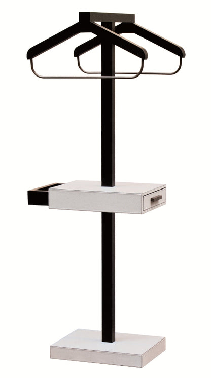 Figaro Clothes Valet | Leather-covered oak structure available in natural, walnut, or wenge finishes | Brass elements with bronze finishing | Heavy base for stability | Home Decor and Clothing Valets | 2Jour Concierge, your luxury lifestyle shop