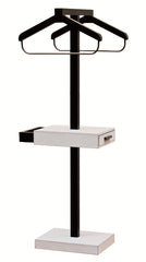 Figaro Clothes Leather-Covered Oak Valet Stand with Brass Elements Double