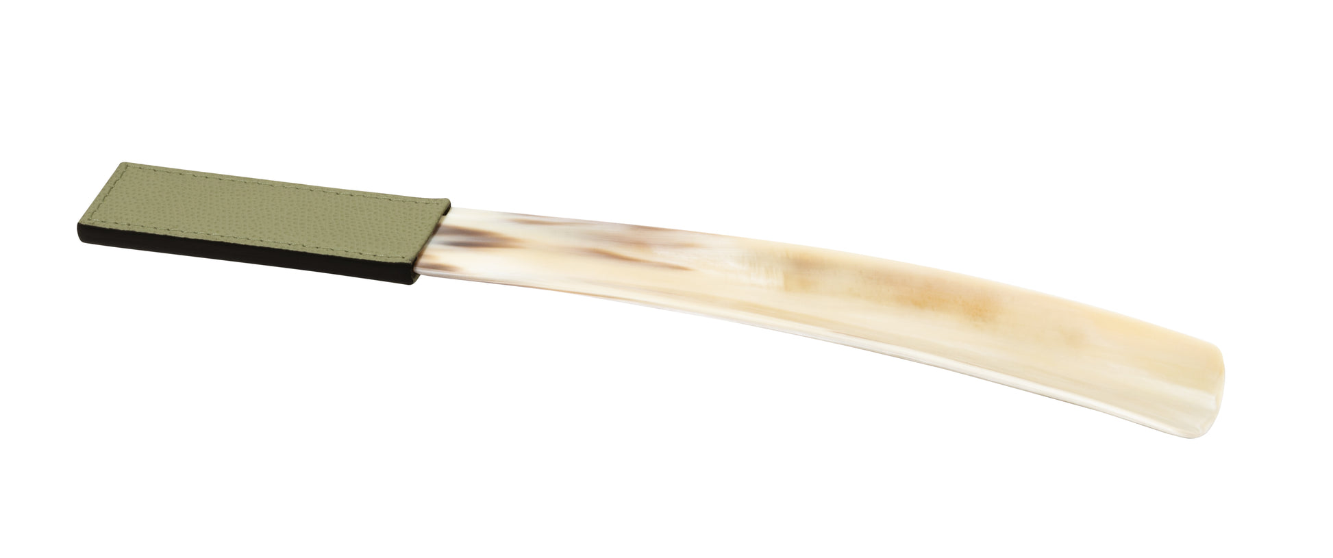 Giobagnara Corno shoehorn | Made from authentic buffalo horn with a luxurious leather handle | Each piece is unique due to natural variations in the horn | Comes with elegant suede packaging | A refined accessory for elevated daily use | Home accessories | 2Jour Concierge, your luxury lifestyle shop
