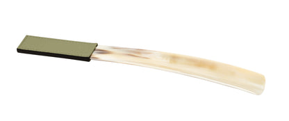 Giobagnara Corno shoehorn | Made from authentic buffalo horn with a luxurious leather handle | Each piece is unique due to natural variations in the horn | Comes with elegant suede packaging | A refined accessory for elevated daily use | Home accessories | 2Jour Concierge, your luxury lifestyle shop
