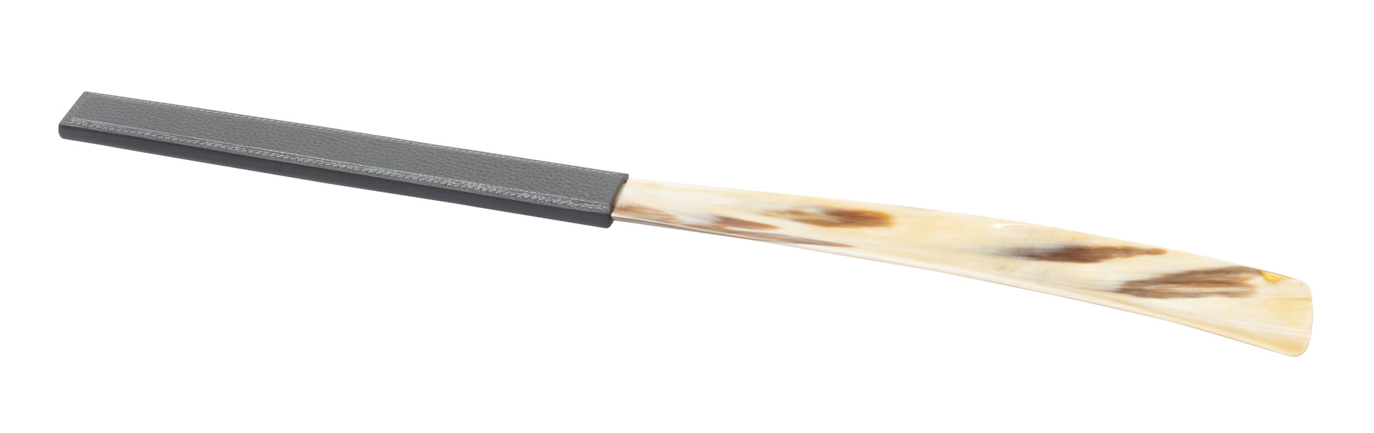 Giobagnara Corno shoehorn | Made from authentic buffalo horn with a luxurious leather handle | Each piece is unique due to natural variations in the horn | Comes with elegant suede packaging | A refined accessory for elevated daily use | Home accessories | 2Jour Concierge, your luxury lifestyle shop