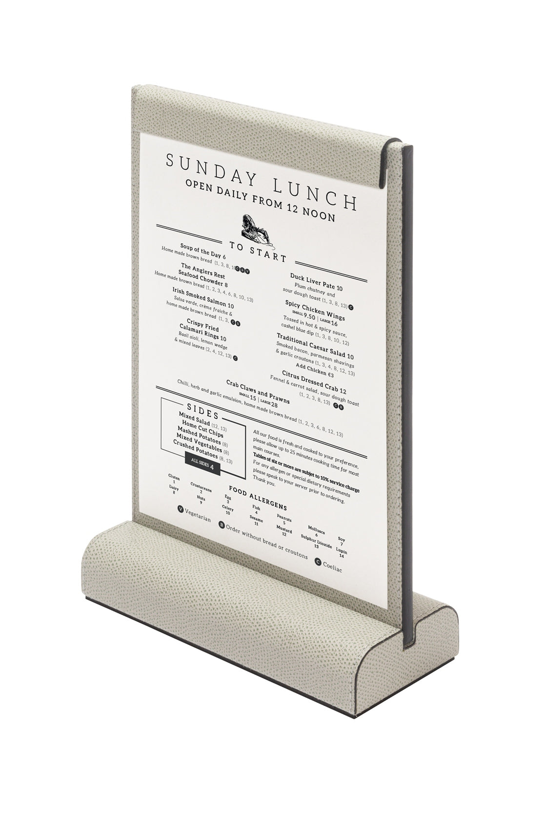 Boston Leather-Covered Wood Magnetic Menu Stand with Magnetic Flaps