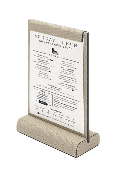 Boston Leather-Covered Wood Magnetic Menu Stand with Magnetic Flaps