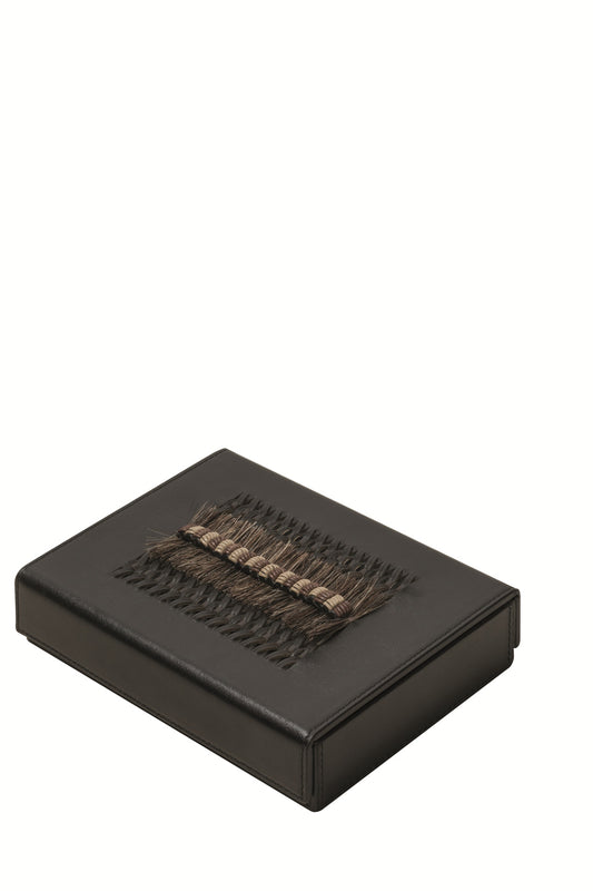 Giobagnara Crosera Trinket Box Rectangular | Leather-Covered Wood Case with Magnetic Closing | Special Decoration Made with Horsehair and Woven Leather | Explore a Range of Luxury Home Accessories at 2Jour Concierge, #1 luxury high-end gift & lifestyle shop
