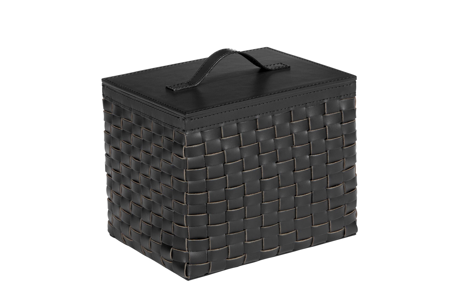 Barcellona Storage Basket With Lid Rectangular by Riviere | Woven leather | Includes lid and acrylic lining | Home Decor and Storage Baskets | 2Jour Concierge, your luxury lifestyle shop