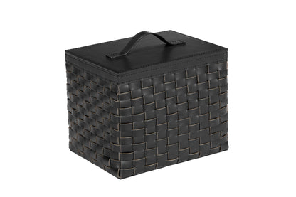 Barcellona Storage Basket With Lid Rectangular by Riviere | Woven leather | Includes lid and acrylic lining | Home Decor and Storage Baskets | 2Jour Concierge, your luxury lifestyle shop