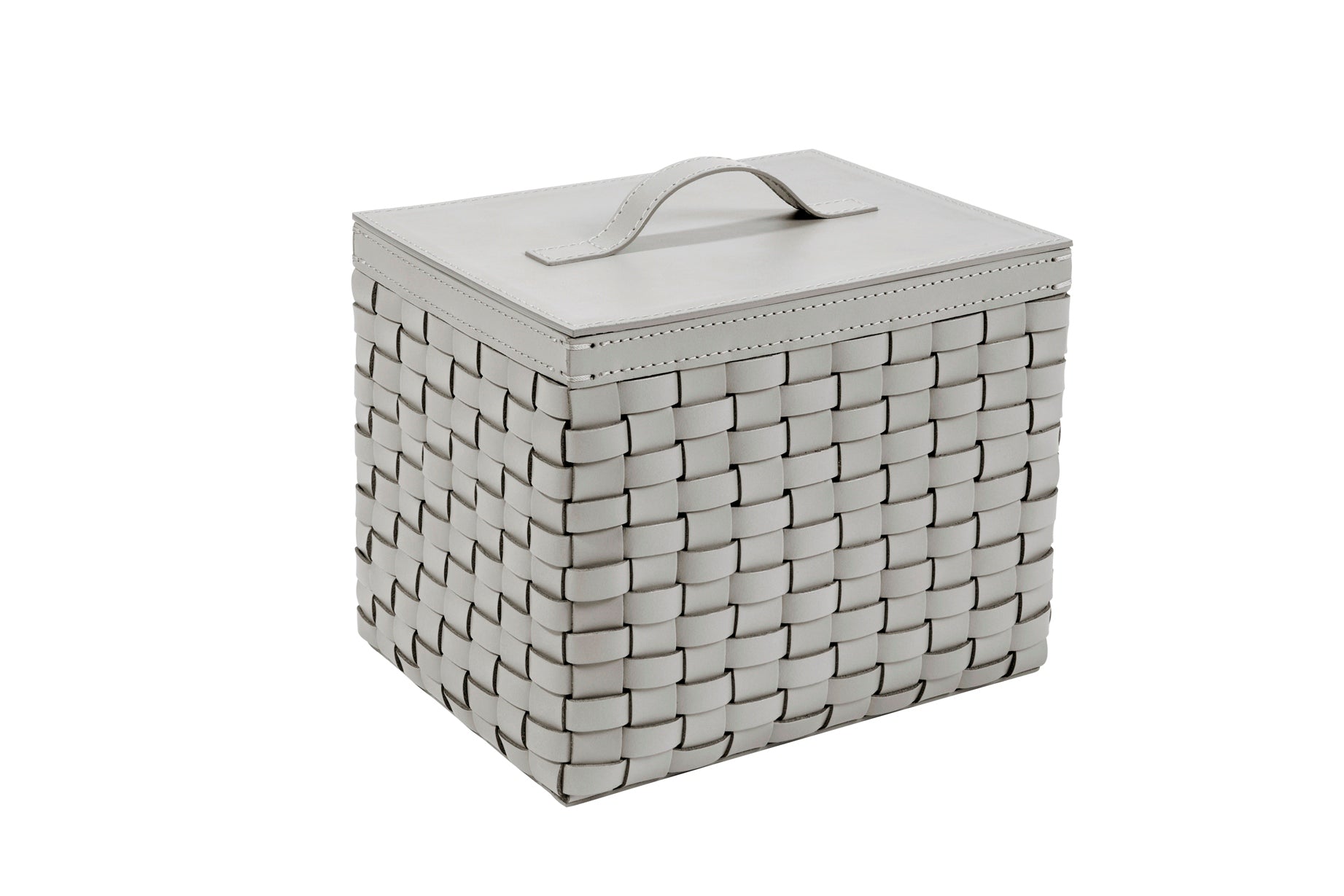 Barcellona Storage Basket With Lid Rectangular by Riviere | Woven leather | Includes lid and acrylic lining | Home Decor and Storage Baskets | 2Jour Concierge, your luxury lifestyle shop