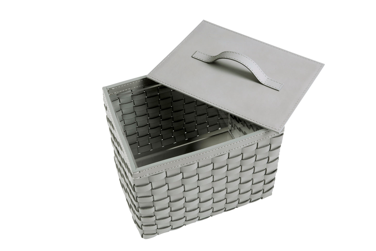 Barcellona Storage Basket With Lid Rectangular by Riviere | Woven leather | Includes lid and acrylic lining | Home Decor and Storage Baskets | 2Jour Concierge, your luxury lifestyle shop