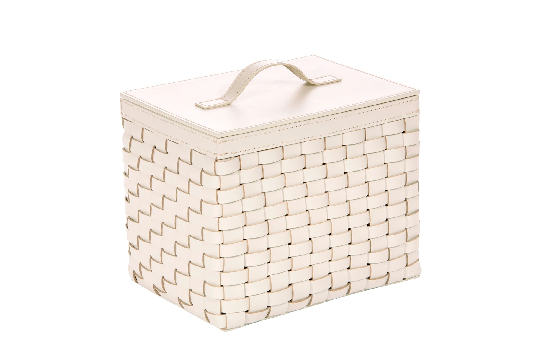 Barcellona Storage Basket With Lid Rectangular by Riviere | Woven leather | Includes lid and acrylic lining | Home Decor and Storage Baskets | 2Jour Concierge, your luxury lifestyle shop