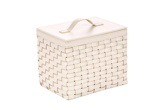 Barcellona Storage Basket With Lid Rectangular by Riviere | Woven leather | Includes lid and acrylic lining | Home Decor and Storage Baskets | 2Jour Concierge, your luxury lifestyle shop
