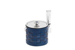 Barcellona Woven Leather-Covered Stainless Steel Ice Bucket (outdoor suitable)