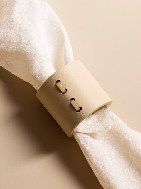 Rivière Barcellona Napkin Ring | Set of 4 napkin rings with braided leather inserts | Table Accessories | 2Jour Concierge, your luxury lifestyle shop