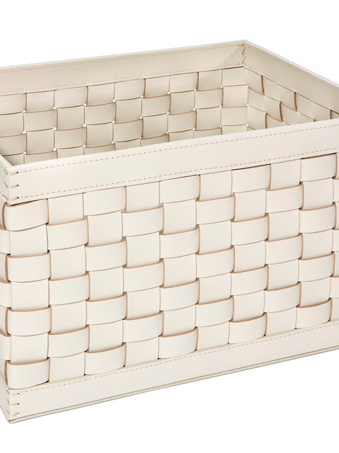Riviere Barcellona Storage Basket – Rectangular High | Handwoven in luxurious leather, this elegant storage basket offers refined utility for a variety of spaces | Available in small and large sizes, with optional internal dividers (6 or 8 compartments) for organized storage | Ideal for storing accessories, linens, or everyday essentials with elevated style | A perfect solution for sophisticated homes, yachts, or boutique hospitality settings | Home accessories & leather goods | 2Jour Concierge, your luxury