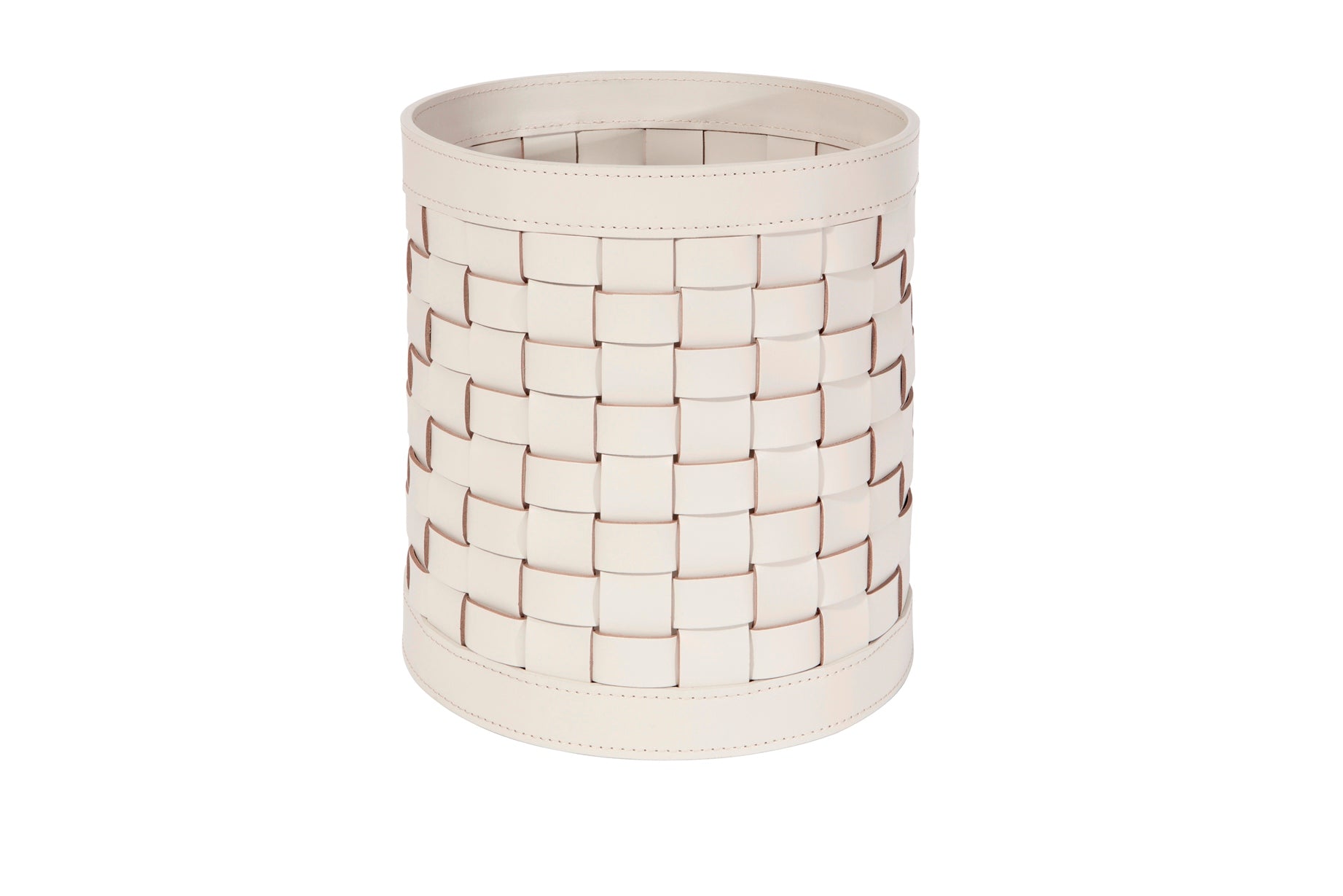 Barcellona Storage Basket Round by Riviere | Woven leather | Available with or without lid | Available with or without acrylic lining | Home Decor and Storage Baskets | 2Jour Concierge, your luxury lifestyle shop