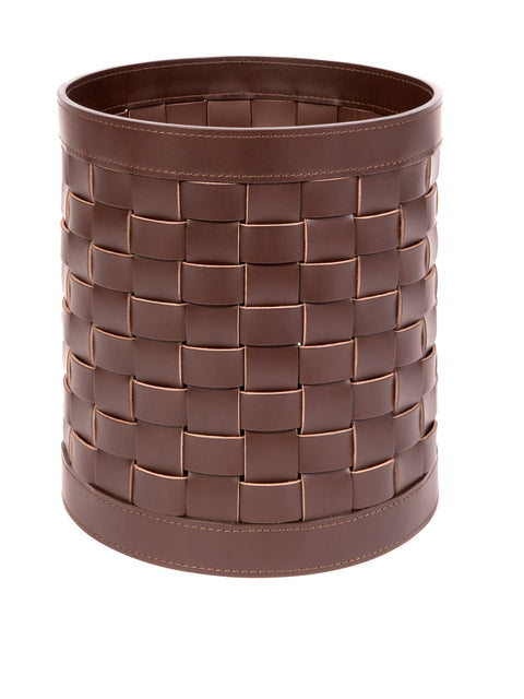 Barcellona Storage Basket Round by Riviere | Woven leather | Available with or without lid | Available with or without acrylic lining | Home Decor and Storage Baskets | 2Jour Concierge, your luxury lifestyle shop