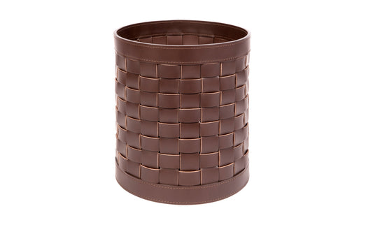 Barcellona Storage Basket Round by Riviere | Woven leather | Available with or without lid | Available with or without acrylic lining | Home Decor and Storage Baskets | 2Jour Concierge, your luxury lifestyle shop