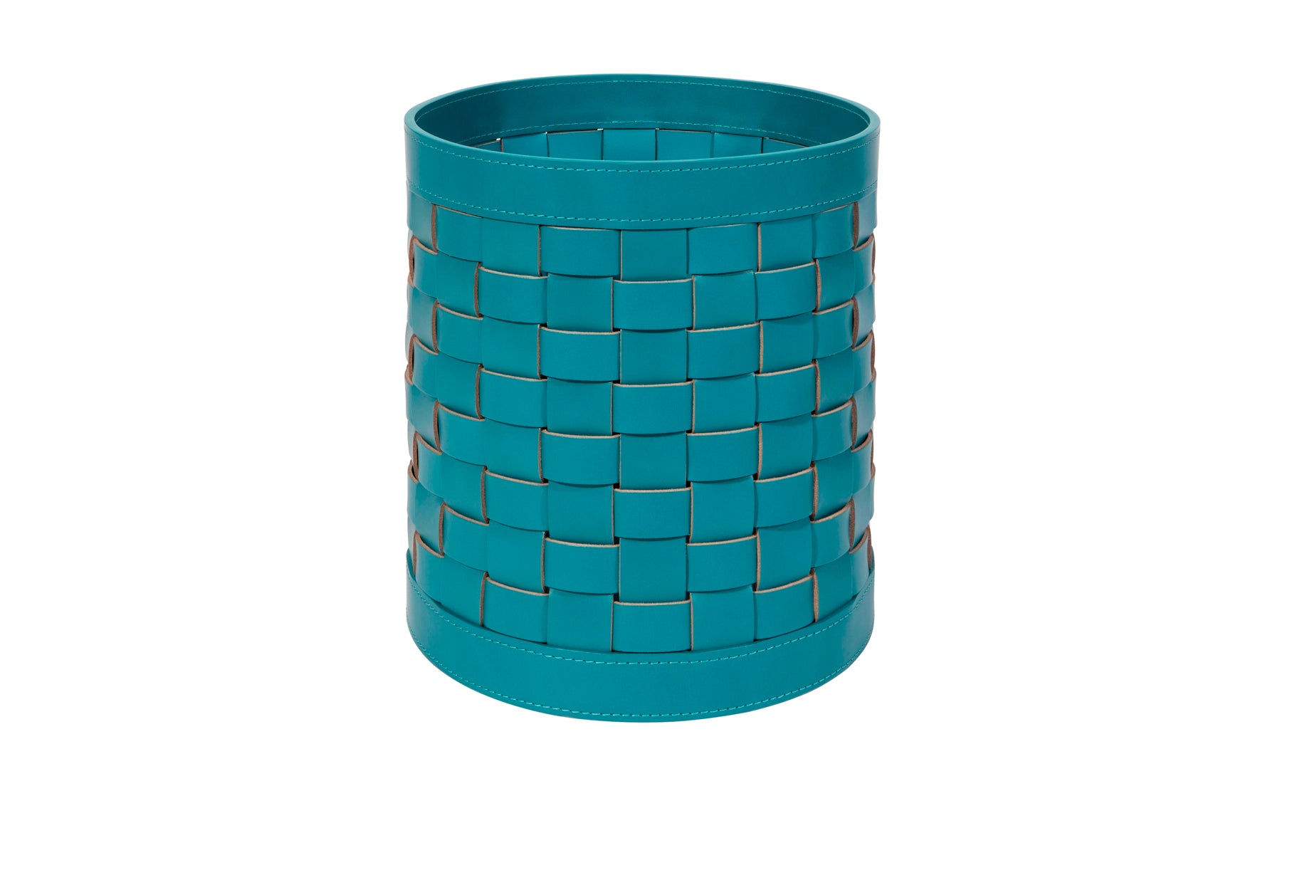 Barcellona Storage Basket Round by Riviere | Woven leather | Available with or without lid | Available with or without acrylic lining | Home Decor and Storage Baskets | 2Jour Concierge, your luxury lifestyle shop