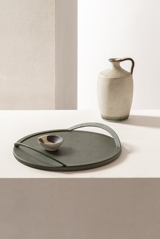 Giobagnara x Piet Boon Form Tray Round | Leather-Covered Rigid Metal Structure | Stylish and Functional Round Tray | Explore a Range of Luxury Home Decor at 2Jour Concierge, #1 luxury high-end gift & lifestyle shop