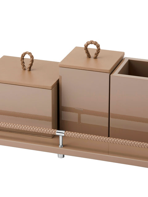 Riviere Thea Lacquered Wood Trinket Container Box with Leather Lid | Stylish Storage Solution | Elegant Design | Perfect for Storing Small Items | Ideal for Yacht Accessories Decor | Explore More Luxury Home Accessories at 2Jour Concierge, #1 luxury high-end gift & lifestyle shop