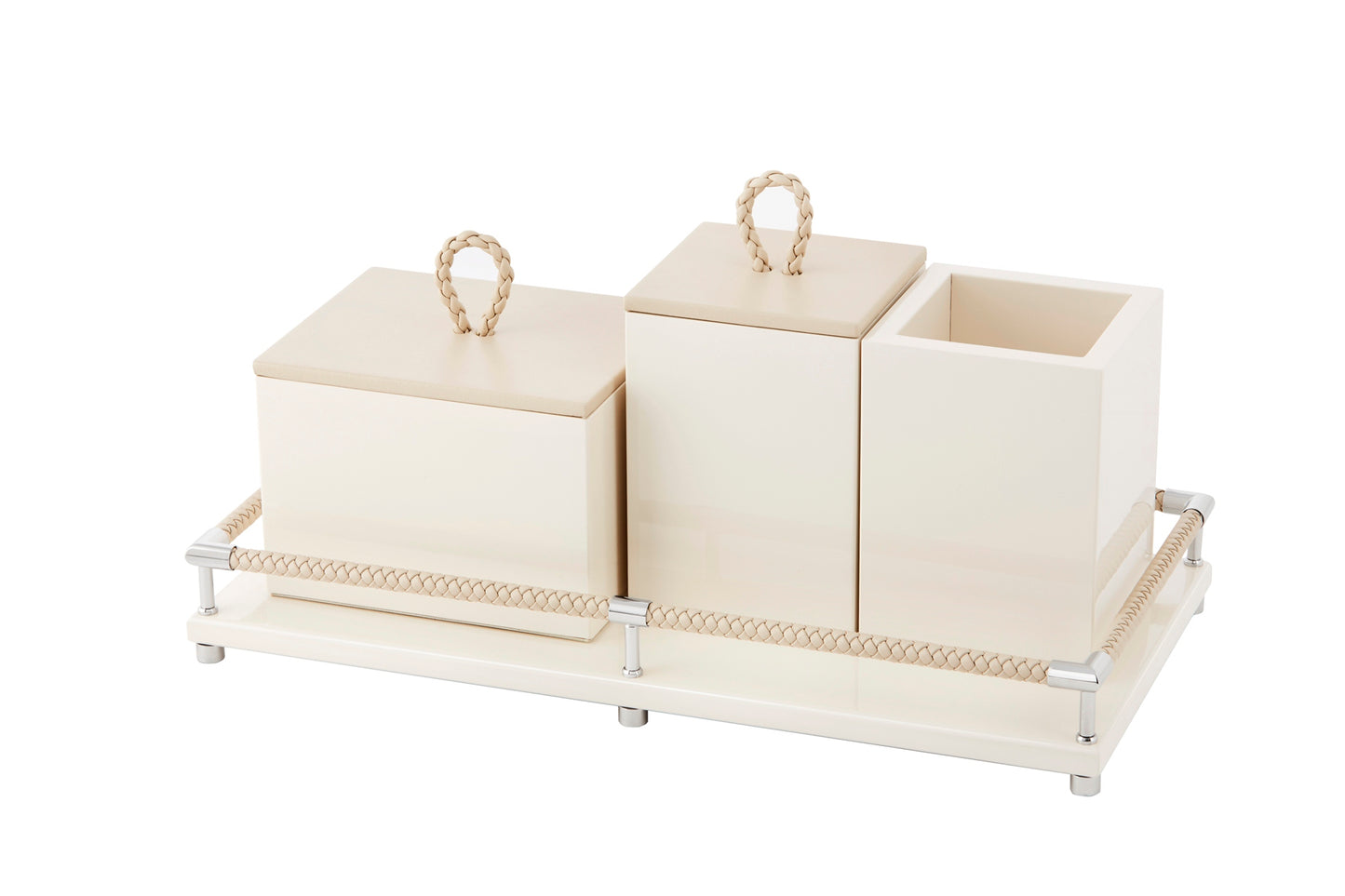 Riviere Thea Lacquered Wood Trinket Container Box with Leather Lid | Stylish Storage Solution | Elegant Design | Perfect for Storing Small Items | Ideal for Yacht Accessories Decor | Explore More Luxury Home Accessories at 2Jour Concierge, #1 luxury high-end gift & lifestyle shop