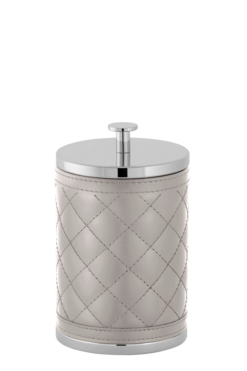 Riviere Alghero Diamonds Leather Box | Covered with Quilted Diamonds Padded Leather | Features Chrome or Gold Metal Finish | Adds Elegance to Vanity or Dressing Area