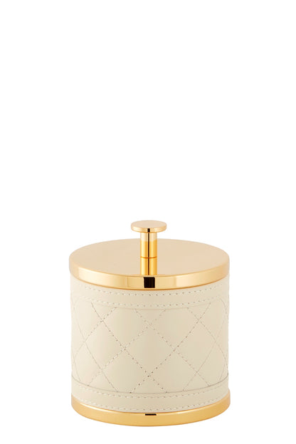 Riviere Alghero Diamonds Leather Box | Covered with Quilted Diamonds Padded Leather | Features Chrome or Gold Metal Finish | Adds Elegance to Vanity or Dressing Area