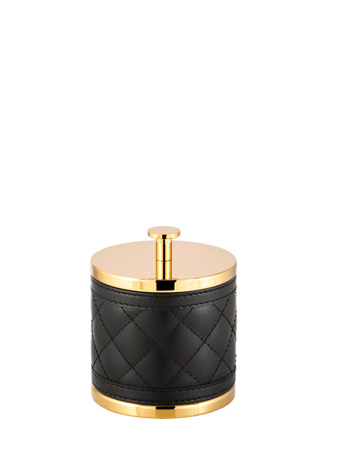 Riviere Alghero Diamonds Leather Box | Covered with Quilted Diamonds Padded Leather | Features Chrome or Gold Metal Finish | Adds Elegance to Vanity or Dressing Area