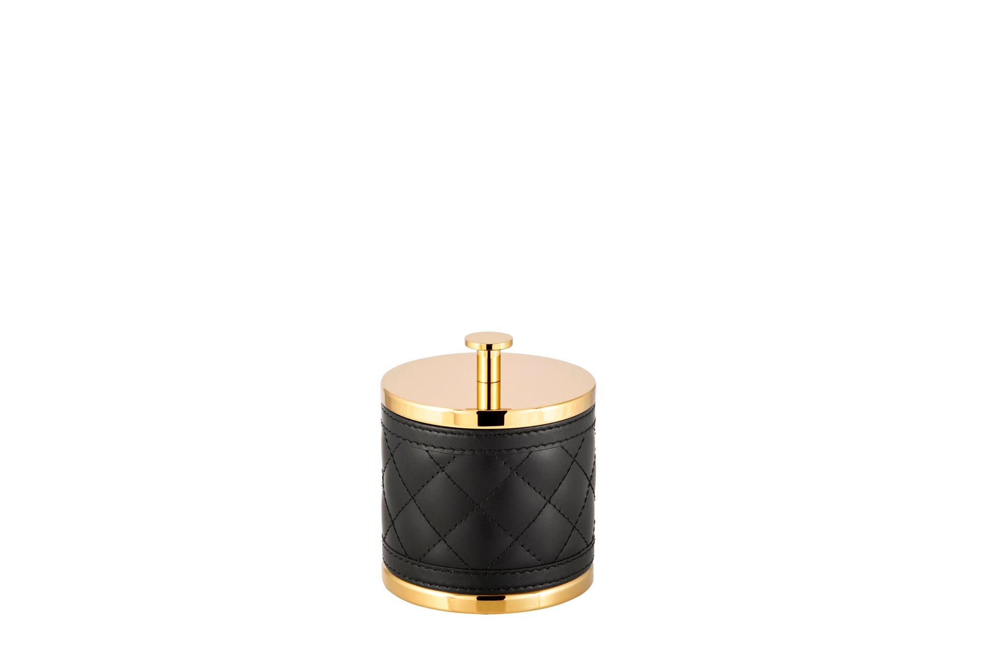 Riviere Alghero Diamonds Leather Box | Covered with Quilted Diamonds Padded Leather | Features Chrome or Gold Metal Finish | Adds Elegance to Vanity or Dressing Area