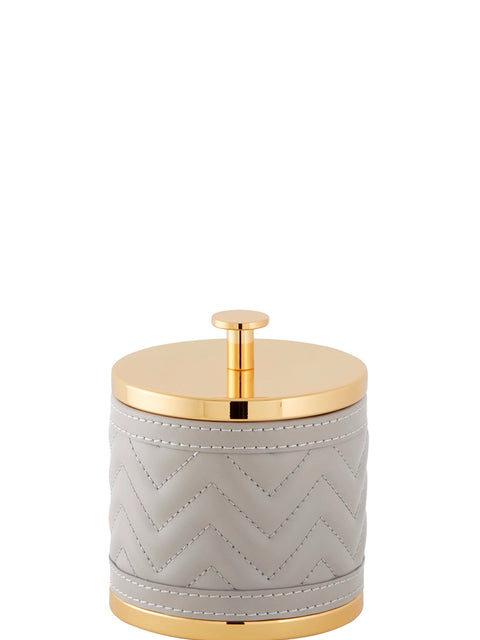 Riviere Alghero Quilted Herringbone Box | Covered with Quilted Herringbone Padded Leather | Features Chrome or Gold Metal Finish | Adds Elegance to Bathrooms