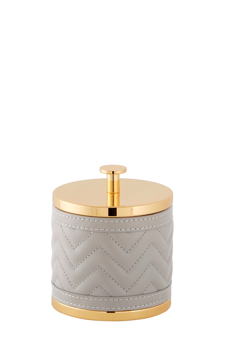 Riviere Alghero Quilted Herringbone Box | Covered with Quilted Herringbone Padded Leather | Features Chrome or Gold Metal Finish | Adds Elegance to Bathrooms