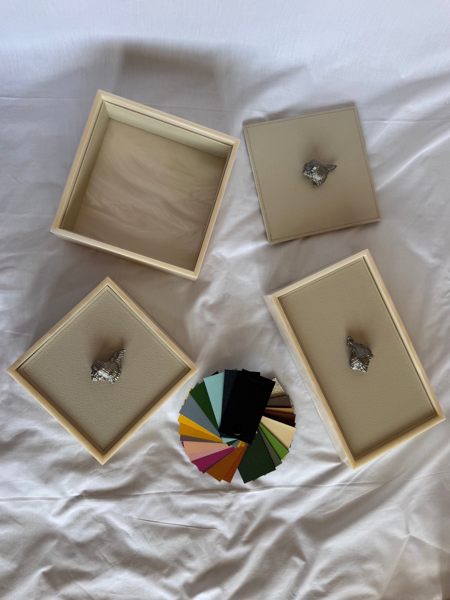 C1.1673 C1.1674 C1.1675 PINETTI Bea box with leather lid - cream chrome 027 cream - 01