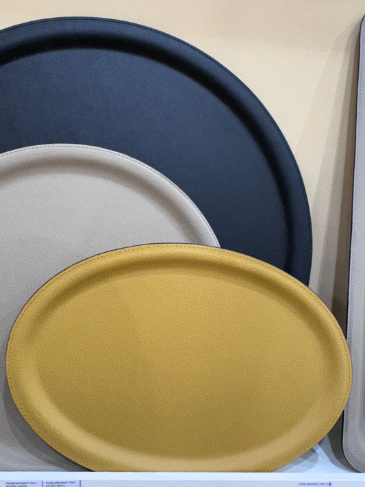 Miramar Tray: Leather-Covered Laminated Synthetic, Round