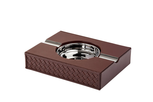 Zeno Handwoven Leather-Covered Cigar Ashtray | Elegant Design with Handwoven Leather Cover | Perfect for Enjoying Cigars in Style | Explore a Range of Luxury Cigar Accessories at 2Jour Concierge, #1 luxury high-end gift & lifestyle shop