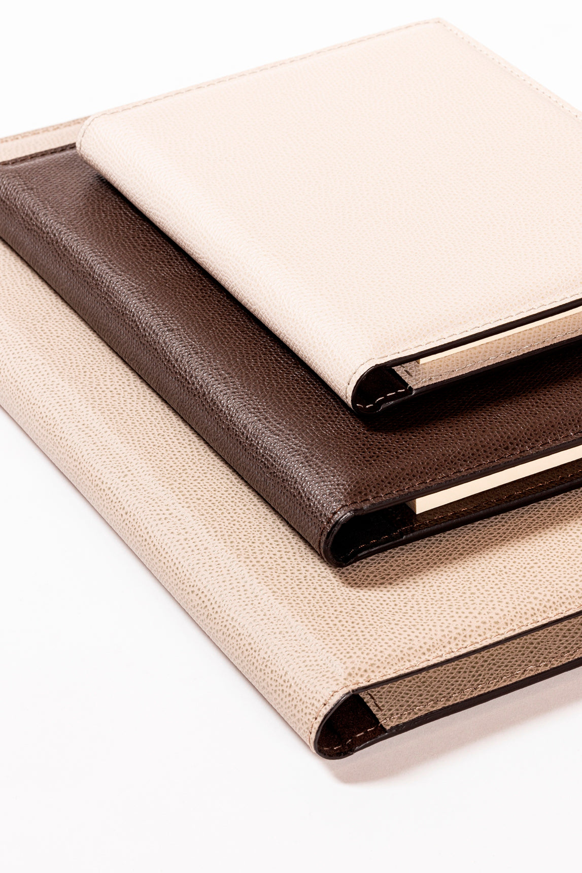Leather-Covered Notepad Holder with Suede Lining & Side Pockets M