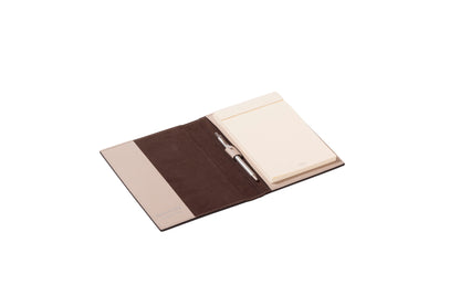 Leather-Covered Notepad Holder with Suede Lining & Side Pockets S