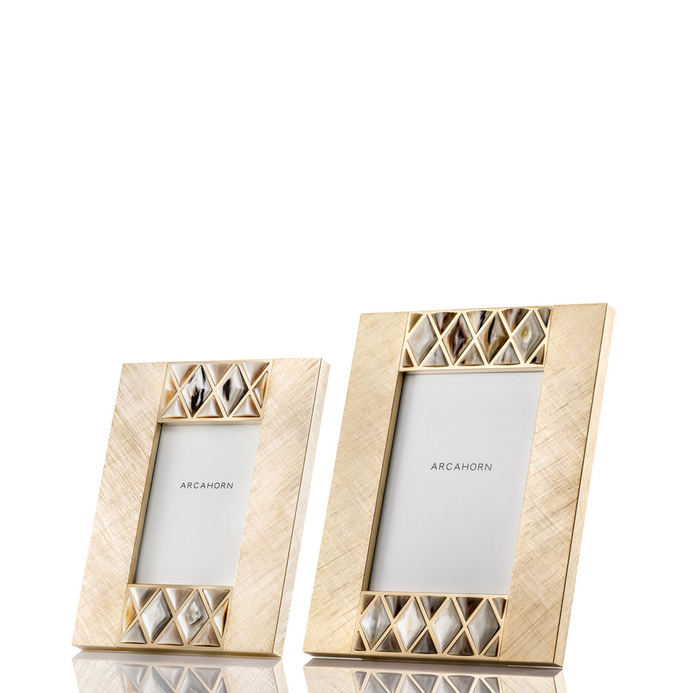 Dalila Picture Frame by Arcahorn | Hand-engraved 24K gold-plated brass with raised rounded horn inlays | Home Decor and Picture Frames | 2Jour Concierge, your luxury lifestyle shop