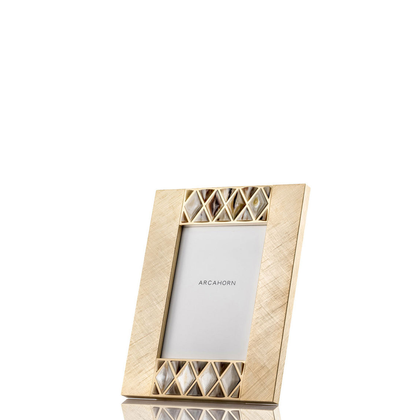 Dalila Picture Frame by Arcahorn | Hand-engraved 24K gold-plated brass with raised rounded horn inlays | Home Decor and Picture Frames | 2Jour Concierge, your luxury lifestyle shop