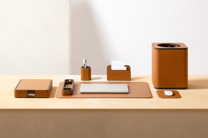 x Poltrona Frau Leather-Covered Desk Set