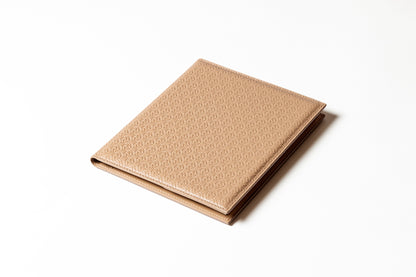 Giobagnara x Elie Saab Monogram Notepad Holder | Padded leather cover featuring the Elie Saab Monogram pattern and suede lining | Includes an elastic pencil holder with pen and a notepad with 70 ivory sheets | Available in small (A6), medium (A5), and large (A4) sizes | Office Accessories | 2Jour Concierge, your luxury lifestyle shop