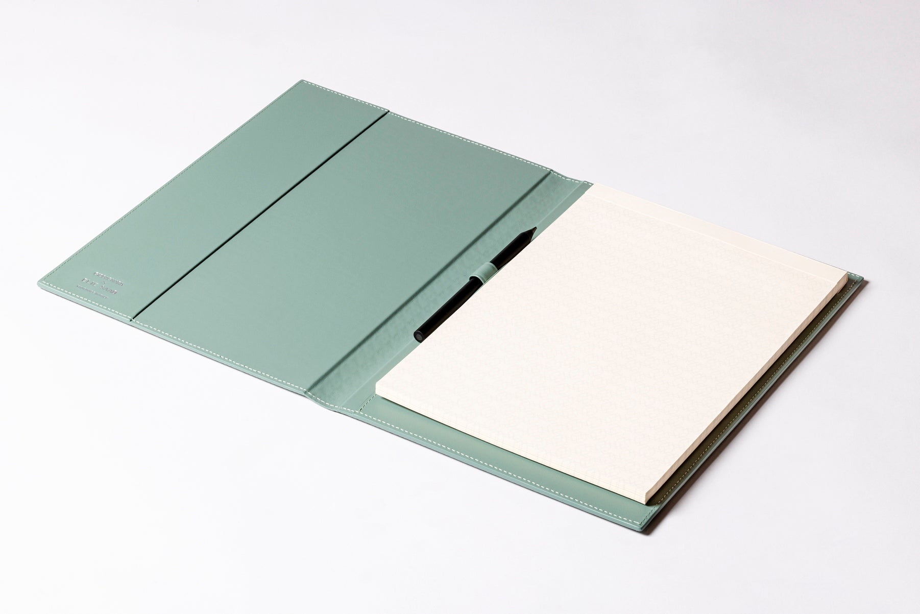 Giobagnara x Elie Saab Monogram Notepad Holder | Padded leather cover featuring the Elie Saab Monogram pattern and suede lining | Includes an elastic pencil holder with pen and a notepad with 70 ivory sheets | Available in small (A6), medium (A5), and large (A4) sizes | Office Accessories | 2Jour Concierge, your luxury lifestyle shop