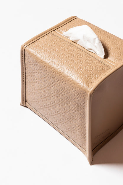 Giobagnara x Elie Saab Monogram Tissue Holder | Leather tissue box cover featuring the Elie Saab Monogram pattern | Available in rectangular and square shapes | Home Accessories | 2Jour Concierge, your luxury lifestyle shop