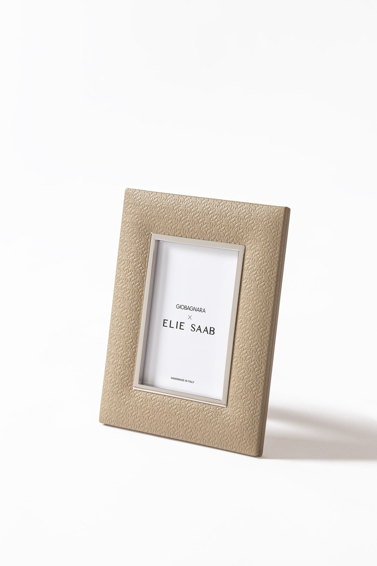 x Elie Saab Monogram Padded Leather Picture Frame w Palladium Trim