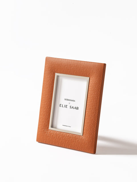 x Elie Saab Monogram Padded Leather Picture Frame w Palladium Trim
