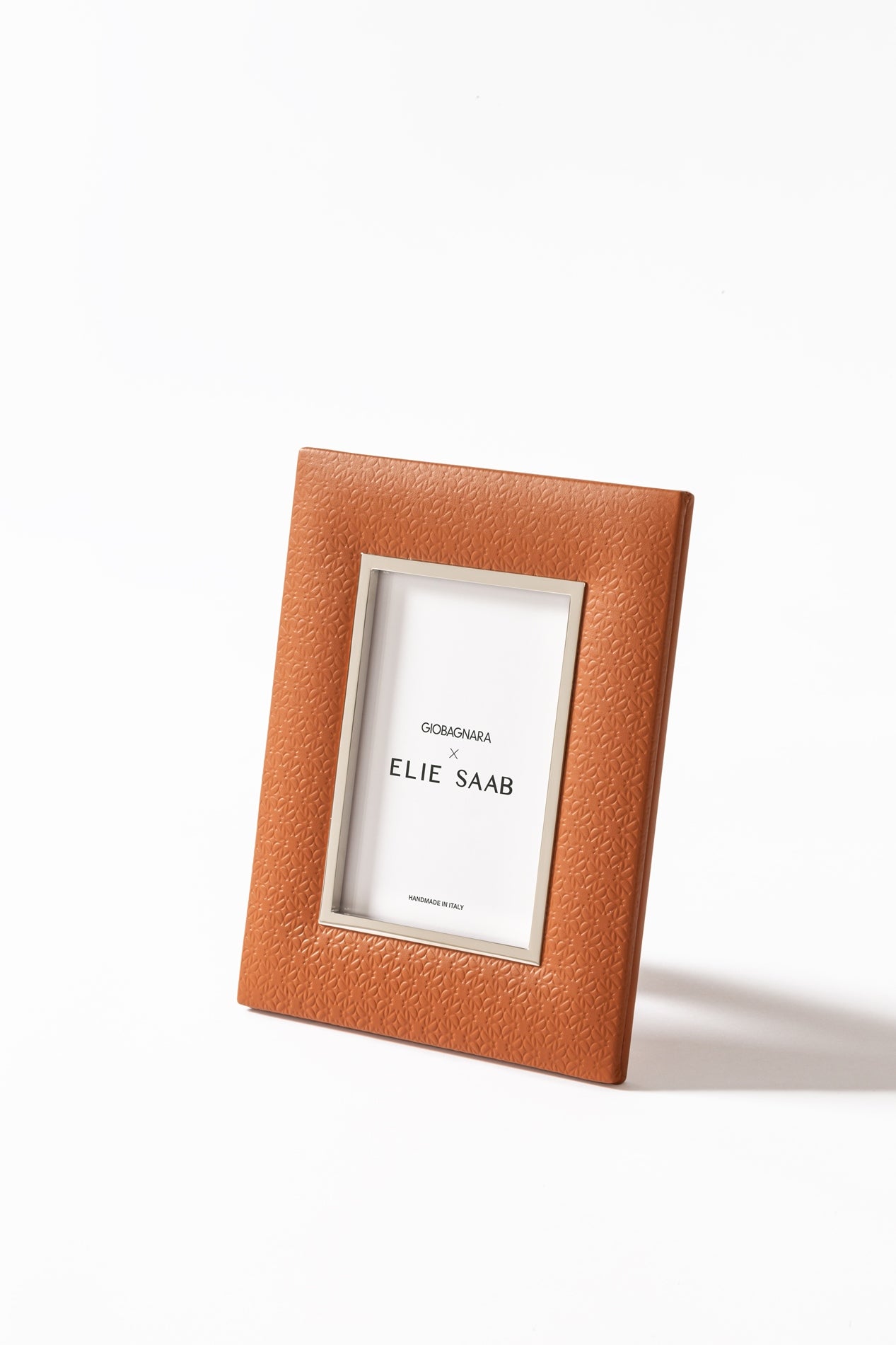 x Elie Saab Monogram Padded Leather Picture Frame w Palladium Trim