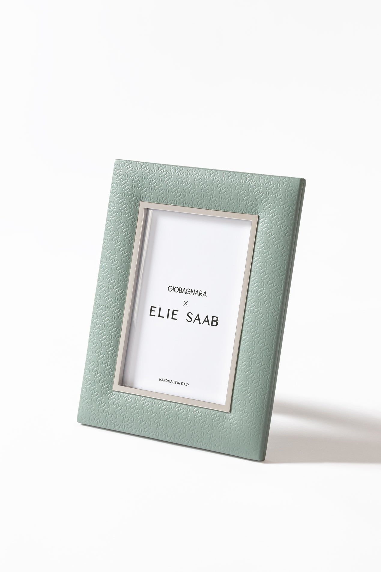 x Elie Saab Monogram Padded Leather Picture Frame w Palladium Trim