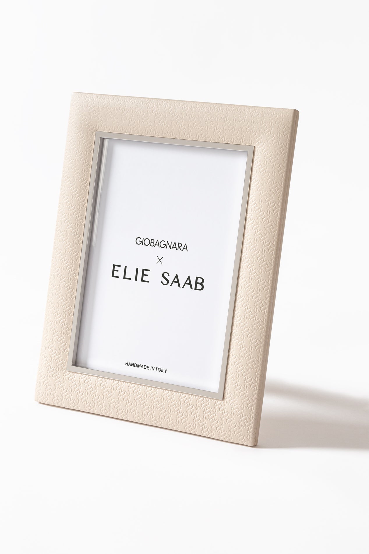 x Elie Saab Monogram Padded Leather Picture Frame w Palladium Trim