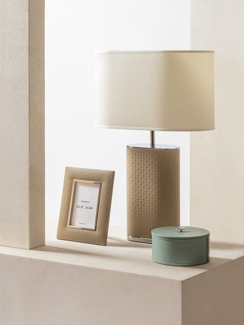 x Elie Saab Monogram Table Lamp w Leather Inserts