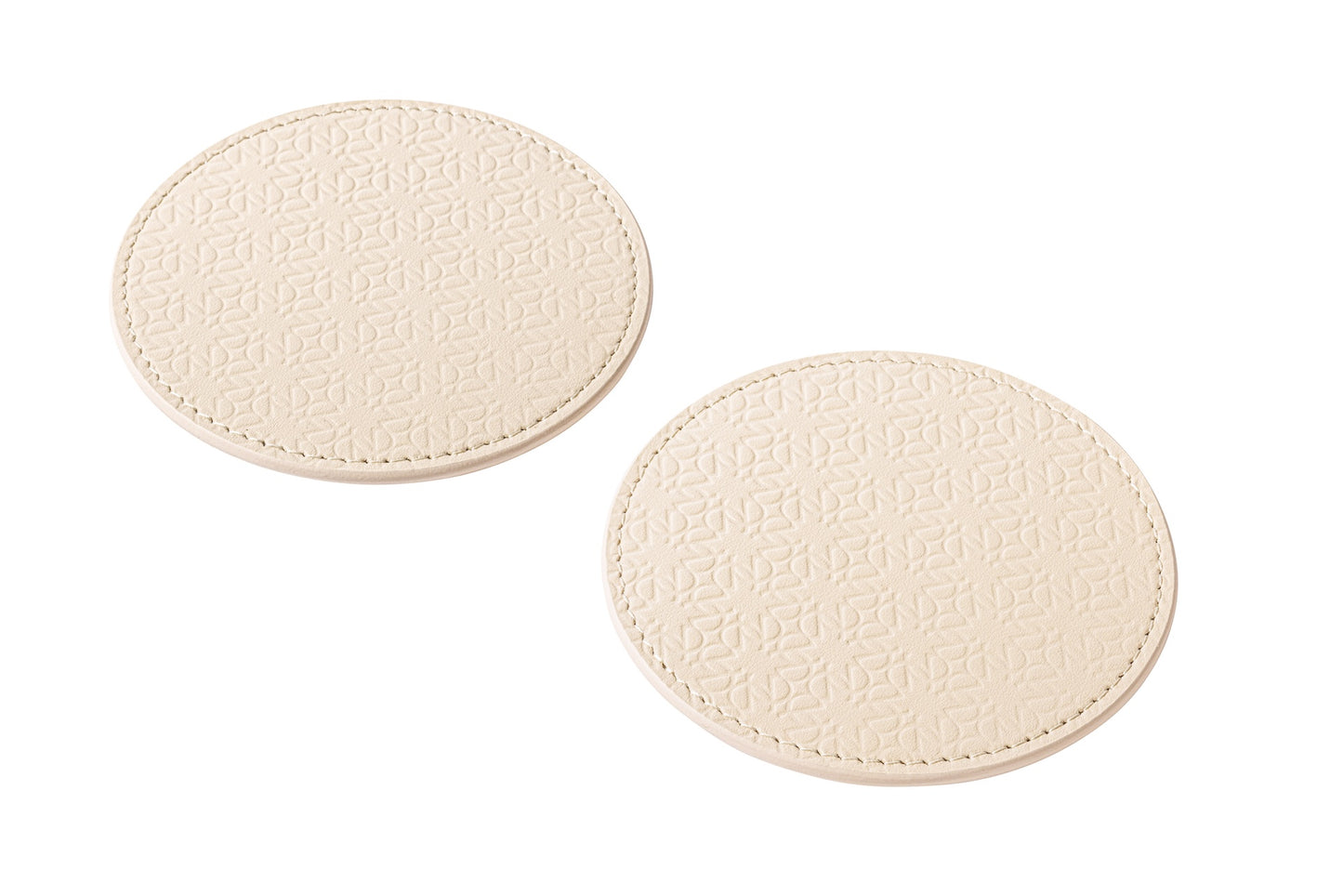 Giobagnara x Elie Saab Monogram Coasters (Set of 2) | Made of padded leather featuring the Elie Saab Monogram pattern | Elegant and stylish design | Perfect for protecting surfaces while adding a touch of luxury | Home Decor and Serveware | 2Jour Concierge, your luxury lifestyle shop