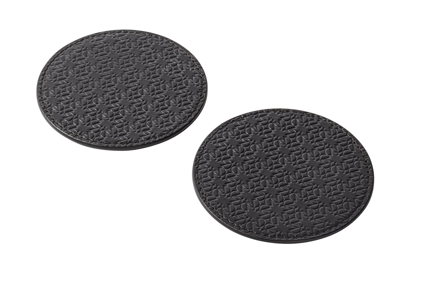 Giobagnara x Elie Saab Monogram Coasters (Set of 2) | Made of padded leather featuring the Elie Saab Monogram pattern | Elegant and stylish design | Perfect for protecting surfaces while adding a touch of luxury | Home Decor and Serveware | 2Jour Concierge, your luxury lifestyle shop